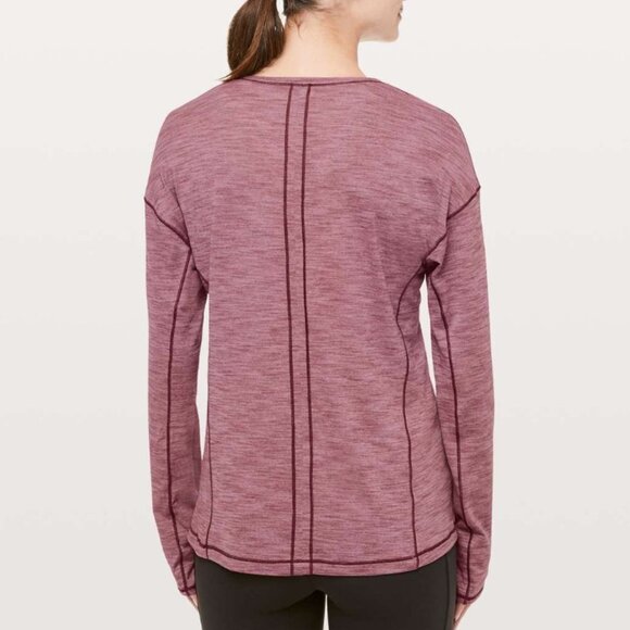 Lululemon Sweat Embrace Long Sleeve Heathered Misty Merlot Women's 10 - Picture 2 of 8